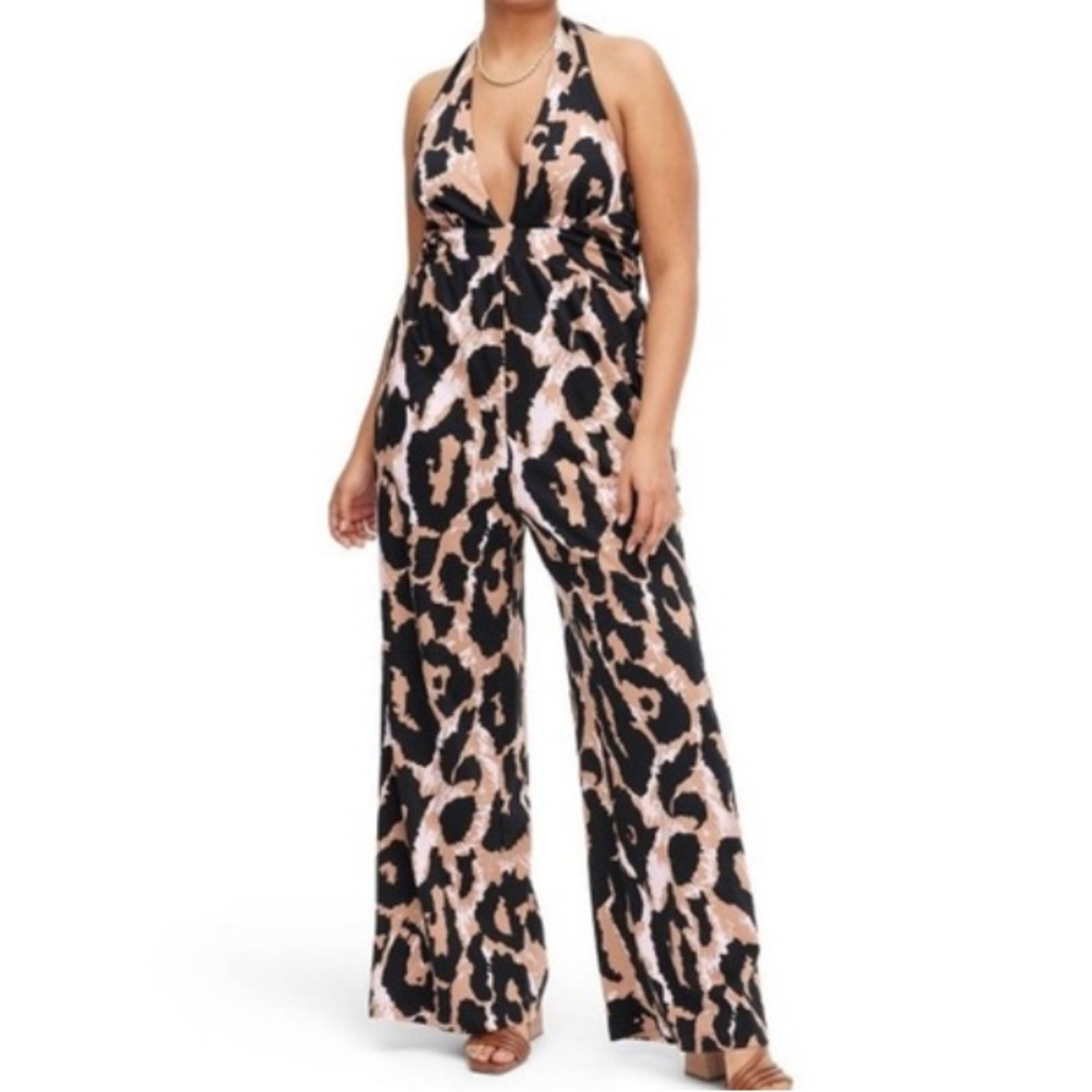 Diane Von Furstenberg Animal Print Halter Jumpsuit